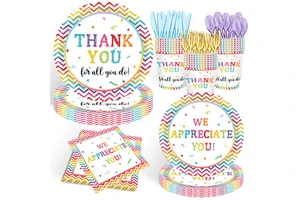 Hot Selling Thanksgiving Theme Party Disposable Paper Tableware Plates Napkins Cups Dinnerware Supplies