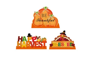 Wooden Thankful Blessed Pumpkin Turkey Harvest Decorations Hanging Ornaments for Thanksgiving Day Gifts Table Decorations