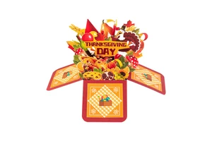 Thanksgiving Box Ornament, Creative 3D Handmade Paper Carving Harvest Thanksgiving Gift
