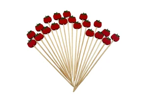 100pcs Tomato-shaped Bamboo Skewer Cute Mini Snacks Dessert Sticks Children's Birthday Party Supplies