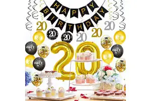 Adult Happy Birthday Party Supplies 20 Gradient Inflation Crown Foil Banner Balloons Gradient Color for Celebrations