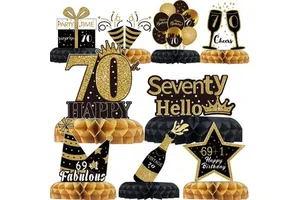 Black Gold Birthday Honeycomb Set 18 21 60 65 70 Years Old Birthday Party Decor Adult Birthday Party Supplies