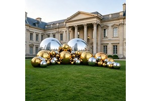Giant Gold PVC Inflatable Metallic Ball Commercial Grade Disco Balloon For Outdoor Party Event Decoration