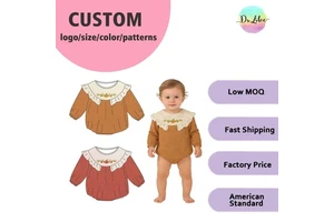 Autumn Baby Girls Clothes Thanksgiving Products Rompers with Embroidery Boutique Clothing Kids