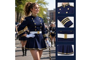 High Quality Majorette Parade Uniforms Royal Team Logo Marching Band Costumes Majorette Dance Uniform