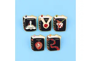 Creative Punk Book Horror Cute Cartoon Metal Badge Letter Jewelry Accessory Black Nickel Zinc Alloy Casting Graduation New Year