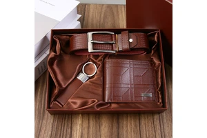 2026 Trending Men's Premium Business Gift Set Luxury New Year Watch Keychain Wallet Belt for Thanksgiving Christmas Father's Day