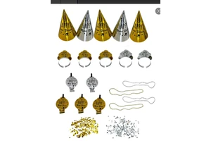 New 5-piece New Year Party Supplies - Paper Hats, Speakers, Headbands, Decorations