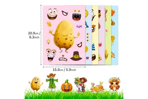 6 Sheets/Pack Best-Selling Cross-Border Thanksgiving Autumn Harvest Holiday Gift Stickers Potato Turkey Puzzle Face-Changing