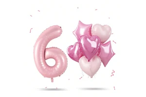 Adult First Birthday & New Year Party Decor Set Pink Digital Number Heart Star Foil Balloons for Birthday Celebration