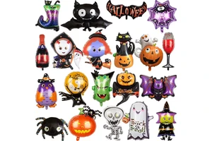 Halloween Pumpkin Ghost Balloons Bat Spider Witch Monster Head Foil Balloon Inflatable Kids Toys for Halloween Party Supplies