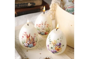 New Easter Egg Shell Scented Candle with Animal Print Design Handmade and Painted Decoration Easter Gift