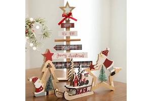 Wholesale Wooden Christmas Desktop Decoration Santa Claus Tree Sleigh Miniatures for Festive Decor Festive Gifts