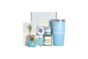 Modern Ladies Spa 8-Piece Women Candle Bath Self Care Gift Box Set with Metal and Silk Screen Printing for Christmas