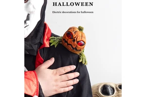 Halloween Blinking Pumpkin Monster Shoulder Prop Latex Costume Prank Toy Cosplay Party Haunted House Decoration Adult Kids