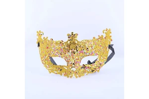 Halloween Costume Party Carnival Gold Powder Hollow Makeup Mask Venice Mask