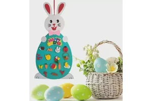 Easter DIY Rabbit Pendant Kit with Colorful Eggs and Chick Puzzle Spring Wall Hanging Ornament for Easter Party Decor