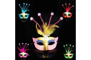 New Venice Half Face Princess Gold Powder Painted Feather Strip Stage Performance Adult Children Mask