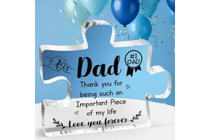 Dad Presents Memorial Gift Fathers Day Birthday Gifts Acrylic Puzzle Shaped Plaque Gifts From Daughter Son