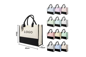 Custom New Fashion Ribbon Tote Bag Thickened Cotton Shopping Bag With Gift Logo