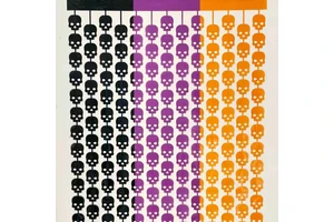Halloween Plastic Curtains with Die Cutting Printing Terrifying Atmosphere for Party Decorations Ghosts & Skeletons Design