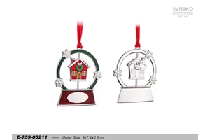 Winko XMAS ORN Christmas Ornament Hanging Decoration Ornament, Snowglobe Shape Orn, Spinning Home Decor,, Silver Pl/Lacq, E...