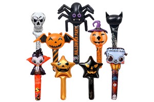 Hot-Selling Halloween Adults Pumpkin Bat Spider Handheld Stick Aluminum Foil Balloon Small Gifts