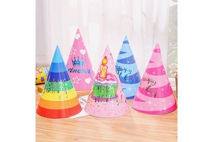Cartoon Birthday Paper Hat Pointed Cone-Shaped Adults and Kids Party Decoration Fashionable Atmosphere Supplies