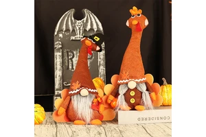 Thanksgiving Turkey Gnome Plush Set Fall Harvest Table Decor Scandinavian Stuffed Doll Ornaments for Autumn Home Display