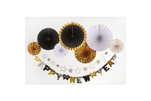 EASTTERN Custom New Year Decorating Kit Paper Fan Happy New Year Banner
