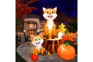 Ourwarm 6ft Thanksgiving Family Fox Inflatable Yard Decoration Thanksgiving Decorations Product