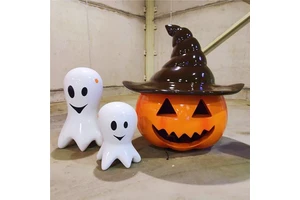 Fiberglass Halloween Skeleton Statue Life Size Resin Sculpture for Mall Amusement Park and Holiday Decoration