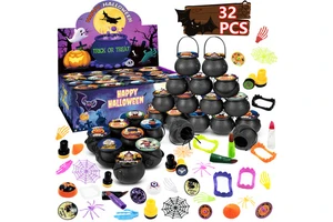 Halloween Witch Bucket Party Toy Children's Teeth Spider Stamp Ghost Hand Halloween Gift