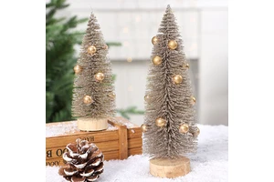 New Product Standing Mini Christmas Tree Artificial Desktop Micro Landscape Ornaments with Pine Needle Sprinkling Powder