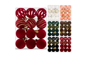 TANG XI Festive Luxury Velvet White Christmas Balls Decorations Set Premium Velvet Tree Pendant Ornaments for Christmas Crafts