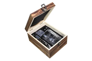 US Warehouse Single Cup Whiskey Glass Gift Set With Stone Ice Cube And Wooden Box For Personalized Laser Engraving Blanks Gift