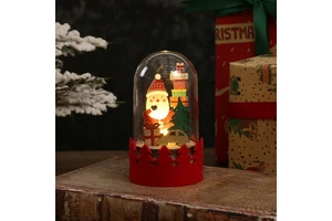 New Product Christmas Led Glowing Ornaments Santa Claus Shaped Decoration Wooden Crafts Holiday Ornament