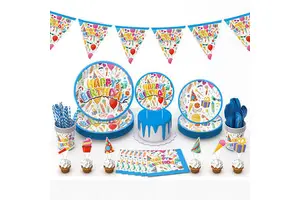 Children's Birthday Party Disposable Paper Plate Paper Plates Tableware Set Boys and Girls Birthday Decoration