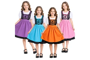 Oktoberfest Kids Cosplay Skirt Girls Traditional German Fraulein Dirndl Bavarian Beer Maid Costume Carnival Children TV Movie