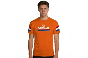 Kings Day Netherlands Casual Unisex T-Shirts Orange Digital Print 100% Polyester for Men and Women