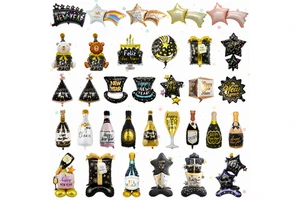 Cross-border Hot Selling New Year Aluminum Foil Balloons Happy New Year Theme Party Scene Decoration Balloons