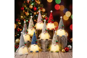 Christmas Decorations Glowing Faceless Gnome Doll LED Lighted Christmas Ornaments Swedish Nisse Plush Toy For Xmas Gifts Decor