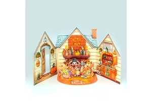 Laser Cut 3D Greeting Card Thanksgiving Pumpkin Fireplace Fruit Vegetable Pop up Cards Personalized Logo Family Holiday Present