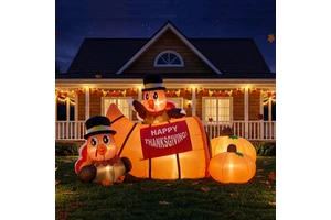 Cross-border Hot Selling Security New Arrival 18m Thanksgiving Day Inflatable Turkey Pumpkin LED Light Polyester Outdoor Party