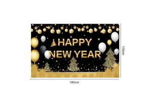 Shiny Happy New Year Banner 72x44Inch Happy New Year Decorations 2024 Backdrop Decorations Happy New Years Eve Party Supplies