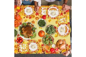 290 PCS Thanksgiving Party Decorations Includes Disposable Plates Napkins Cups Cutlery Tablecloth Backdrop Balloon Garlands