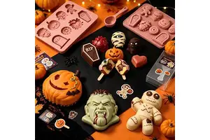 Halloween 8-Leaf Silicone Mold Horror Chocolate Mousse Cake Food Grade Easy Demold For Baking Factory Wholesale OEM