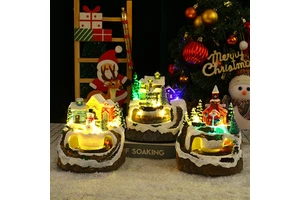 TC Newest LED Christmas Products Table Ornaments for Decoration With Concert Rotating Resin Ornaments for Gifts