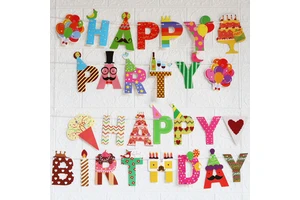 Cartoon Happy Birthday Letter Banner Party Supplies Decoration for Kids Adult Banner Happy Birthday