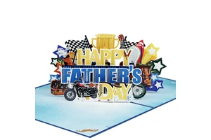3D Pop up Father's Day Card Handmade Blue Greeting Card Creative Gift Custom Wholesale Bulk Supply Paper Souvenir